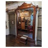 Victorian Era Trumeau Mirror with Ornate Woodwork