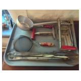 Vintage Kitchen Tools with Red Handles, Largest 18