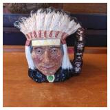 Ceramic Native Chief Motif Pitcher with Handle