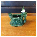 Green Ceramic Elf Planter with Well Design