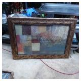 Framed Abstract Leaf Artwork with Beveled Edges