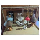 11 Miniature Oil Lamps, 9.5 in Tall