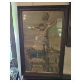 Framed Artwork of Crucifixion by Cleveland Woodwar