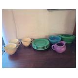 Unmarked Pottery Including Gravy Boat and Plates