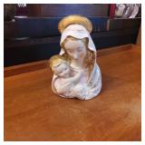 Ceramic Madonna and Child Figurine With Gold Accen