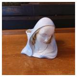 Ceramic Virgin Mary Planter in White and Gold