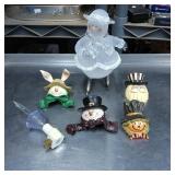 Seasonal Figurines and Frosted Snowman Lamp