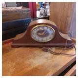Mid-Century Electric Mantel Clock in Wooden Case
