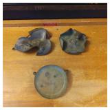 Three Bronze Decorative Bowls with Organic Shapes