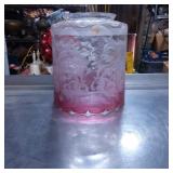 Etched Glass Vase with Pink Gradient, Floral Desig