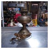 Antique Electrified Oil Lamp with Brass Finish