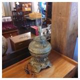 Ornate Metal Table Lamp with Decorative Base