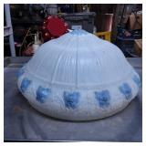 Vintage Frosted Glass Lamp Shade with Blue Floral