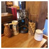 Decorative Items Including Pitcher, Mug, and Vase