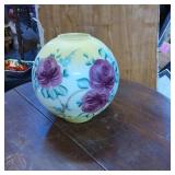 Hand-Painted Glass Lamp Shade With Floral Design