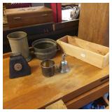 Metalware and Wooden Box Lot