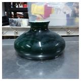 Dark Green Glass Vase with Wide Body Design