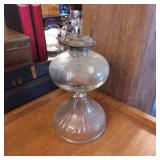 Clear Glass Oil Lamp with Metal Burner Assembly