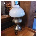 Table Lamp With Metal Base and Glass Shade