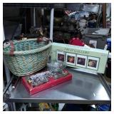 Wicker Basket, Glassware, and Fruit Gallery Set