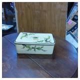 Hand-Painted Ceramic Box with Floral Motif