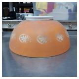 Large Orange Ceramic Bowl with Floral Pattern