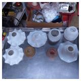 7 Lamp Shades and Pink Decorative Vase
