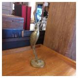 Brass Crane Figurine with Textured Detailing