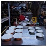 6 Syralite Orange Bowls and 5 Buffalo D China Bowl