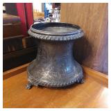 Engraved Metal Vase with Ornate Footed Base