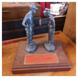 Marine Corps Display with Figurines on Wood Base