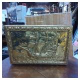 Gold-Tone Metal Magazine Holder With Ship Design