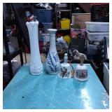 Two Ceramic Vases and Two Decorative Bells