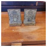 Cast Metal Architectural Bookends with Stamped Mar