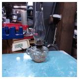 Glass Oil Lamp with Decorative Base and Chimney