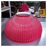 Red Ribbed Glass Lamp Shade