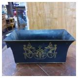 Black Metal Planter with Gold Detailing