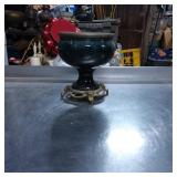 Glazed Ceramic Bowl on Metal Stand