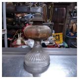 Glass Oil Lamp With Ribbed Base and Metal Fitting