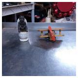 Wooden Airplane Toy and Ceramic Figurine