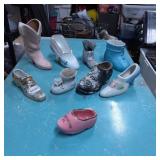 9 Ceramic and Porcelain Miniature Shoes