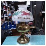 Oil Lamp with Hand-Painted Winter Scene Shade