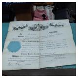 1883 New Jersey Commissioner Certificate