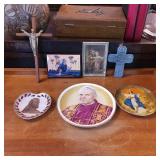 Religious Decor Collection Featuring Plates, Cross