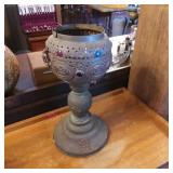 Ornate Metal Chalice with Decorative Gemstones