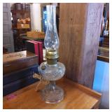 Glass Oil Lamp with Brass Burner and Chimney