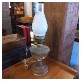 Vintage Electrified Oil Lamp with Frosted Glass Sh
