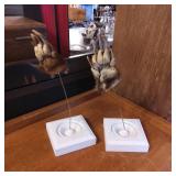 Mounted Badger Paws on Wooden Bases