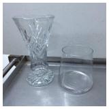 Crystal Cut Decorative Vase and Clear Glass Tumble