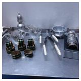 Tableware Set Including Glass, Brass, and Metal Pi